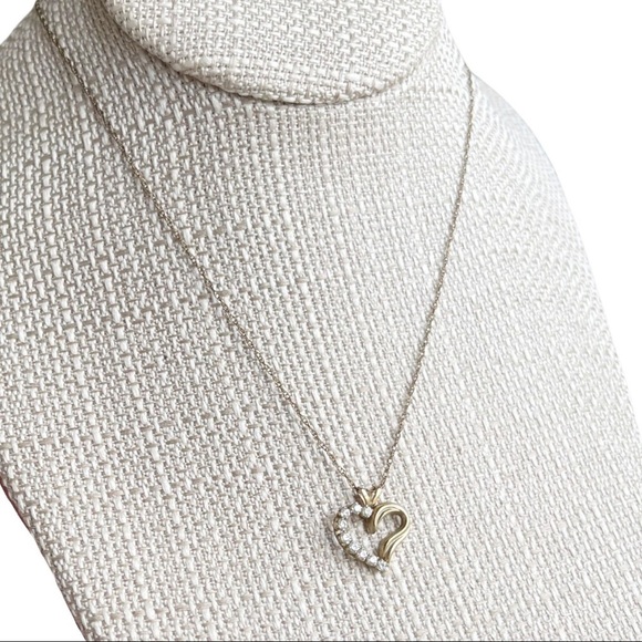 Vintage Gold Plated Rhinestone Heart Pendant Necklace - Picture 1 of 6